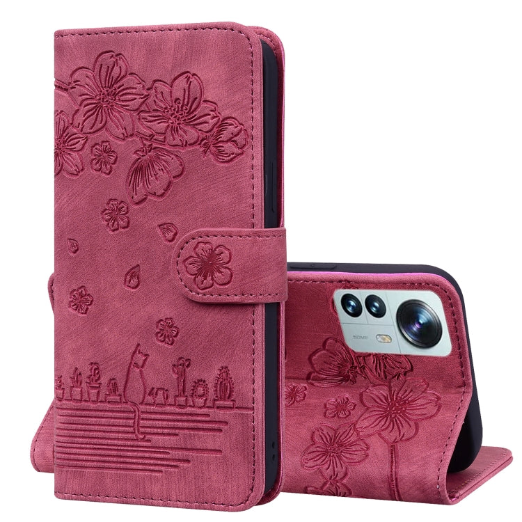 Custodia per telefono in pelle goffrata con gatto Sakura Cartoon, For Xiaomi 12 Pro / 12S Pro, For Xiaomi 12 / 12S / 12X, For Xiaomi Redmi Note 11 / Note 11S Global