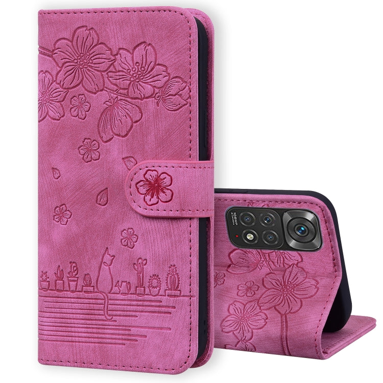 Custodia per telefono in pelle goffrata con gatto Sakura Cartoon, For Xiaomi 12 Pro / 12S Pro, For Xiaomi 12 / 12S / 12X, For Xiaomi Redmi Note 11 / Note 11S Global