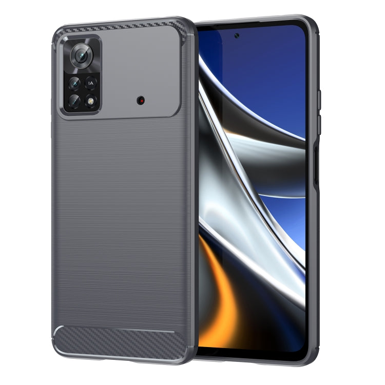 Custodia per telefono TPU in fibra di carbonio con trama spazzolata, For Xiaomi Poco M3 Pro 5G, For Xiaomi Poco X3 GT, For Xiaomi Poco X4 NFC 5G, For Xiaomi Poco M4 Pro 5G, For Xiaomi Poco F4, For Xiaomi Poco X4 Pro 5G, For Xiaomi Poco M4 Pro