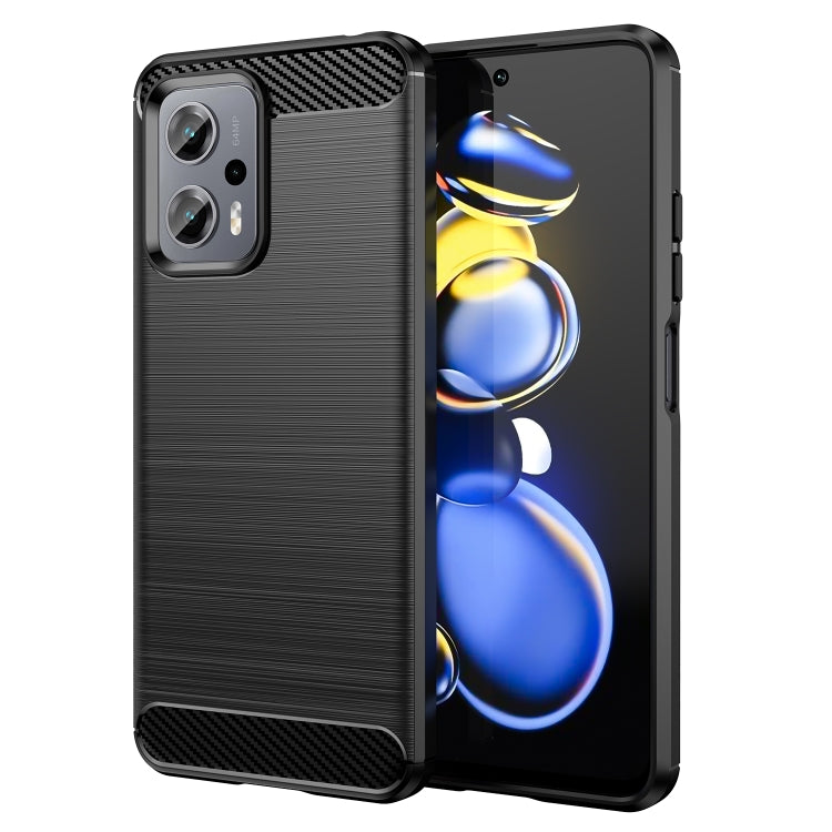 Custodia per telefono TPU in fibra di carbonio con trama spazzolata, For Xiaomi Poco M4 5G, For Xiaomi Poco X4 GT