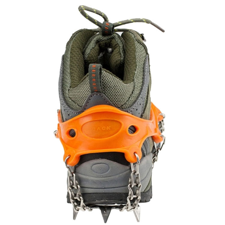 1 paio di 19 denti antiscivolo per ghiaccio, escursionismo, arrampicata, catena, copriscarpe, 19 Teeth Size:L(Black), 19 Teeth Size:L(Orange), 19 Teeth Size:XL(Black), 19 Teeth Size:XL(Orange)