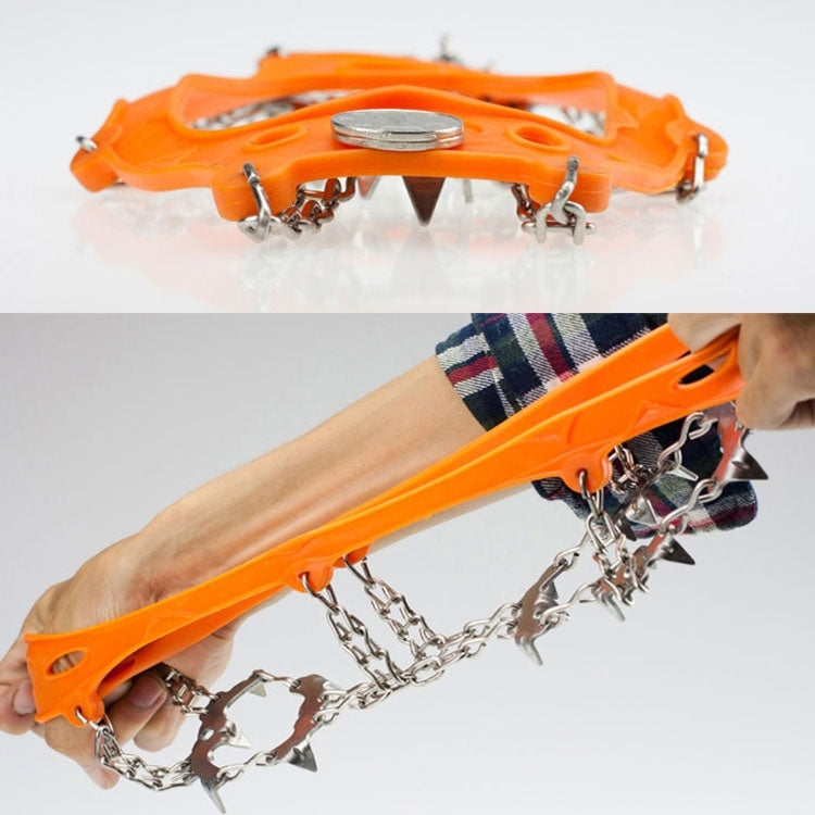 1 paio di 19 denti antiscivolo per ghiaccio, escursionismo, arrampicata, catena, copriscarpe, 19 Teeth Size:L(Black), 19 Teeth Size:L(Orange), 19 Teeth Size:XL(Black), 19 Teeth Size:XL(Orange)
