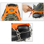 1 paio di 19 denti antiscivolo per ghiaccio, escursionismo, arrampicata, catena, copriscarpe, 19 Teeth Size:L(Black), 19 Teeth Size:L(Orange), 19 Teeth Size:XL(Black), 19 Teeth Size:XL(Orange)
