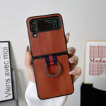 Custodia per telefono PU texture mucca gialla con anello, For Samsung Galaxy Z Flip4