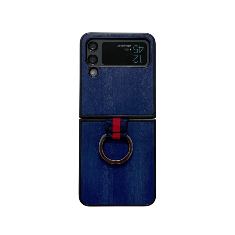Custodia per telefono PU texture mucca gialla con anello, For Samsung Galaxy Z Flip4