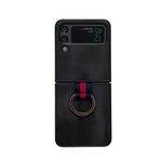 Custodia per telefono PU texture mucca gialla con anello, For Samsung Galaxy Z Flip4