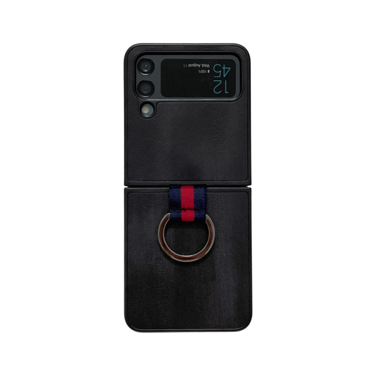 Custodia per telefono PU texture mucca gialla con anello, For Samsung Galaxy Z Flip4
