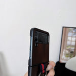 Custodia per telefono PU texture mucca gialla con anello, For Samsung Galaxy Z Flip4