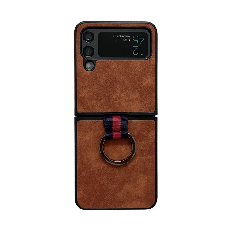 Marocco Texture PU + TPU + PC Custodia per telefono antiurto con anello, For Samsung Galaxy Z Flip4