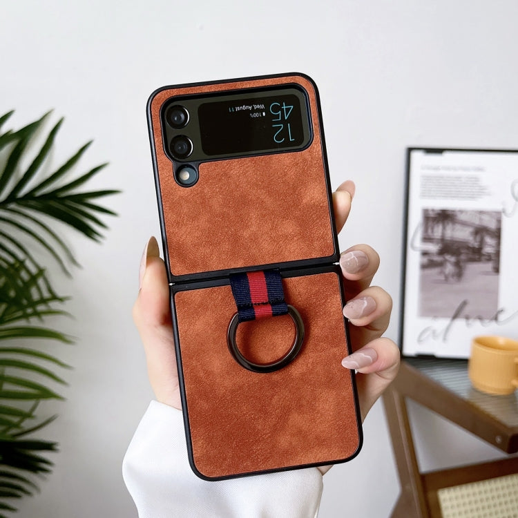 Marocco Texture PU + TPU + PC Custodia per telefono antiurto con anello, For Samsung Galaxy Z Flip4