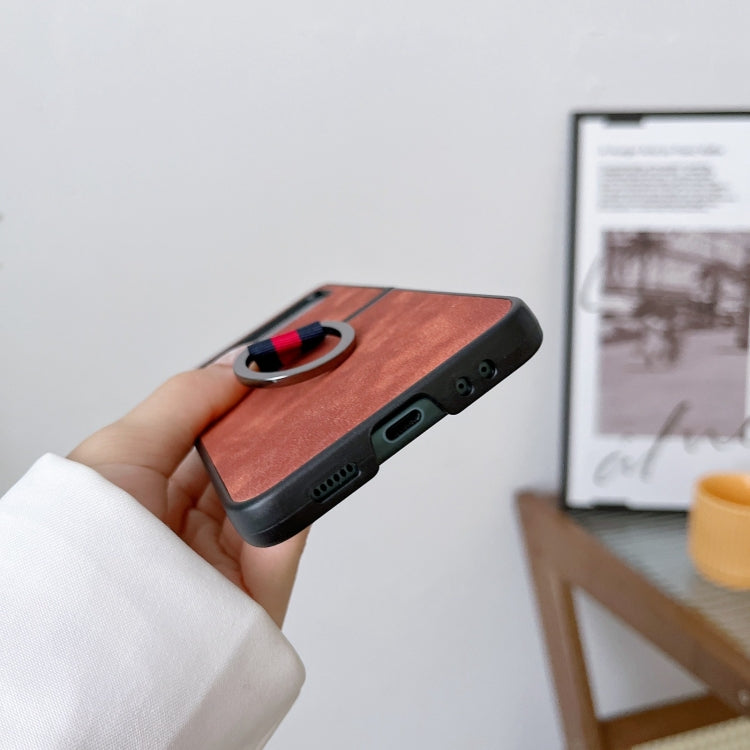 Marocco Texture PU + TPU + PC Custodia per telefono antiurto con anello, For Samsung Galaxy Z Flip4
