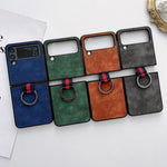 Marocco Texture PU + TPU + PC Custodia per telefono antiurto con anello, For Samsung Galaxy Z Flip4