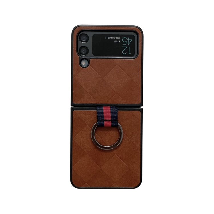 Cassa del telefono dell'unità di elaborazione del plaid del tessuto con l'anello, For Samsung Galaxy Z Flip4
