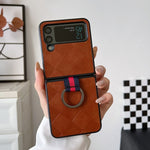 Cassa del telefono dell'unità di elaborazione del plaid del tessuto con l'anello, For Samsung Galaxy Z Flip4