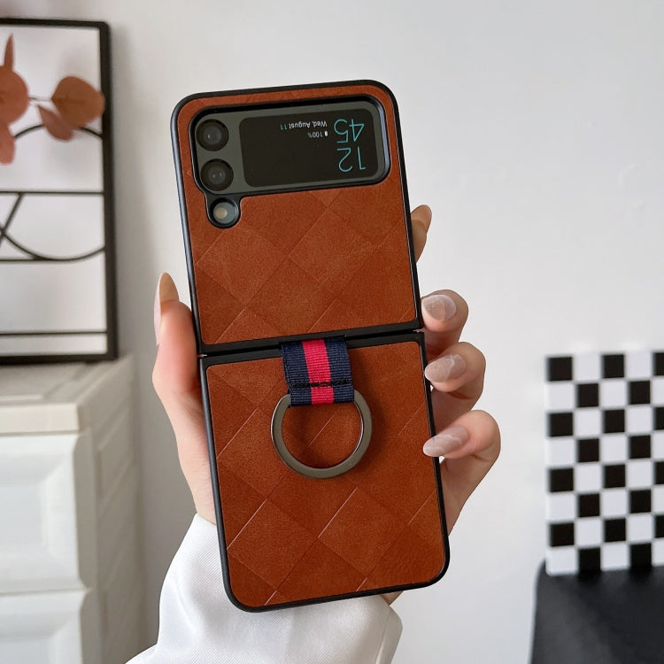 Cassa del telefono dell'unità di elaborazione del plaid del tessuto con l'anello, For Samsung Galaxy Z Flip4