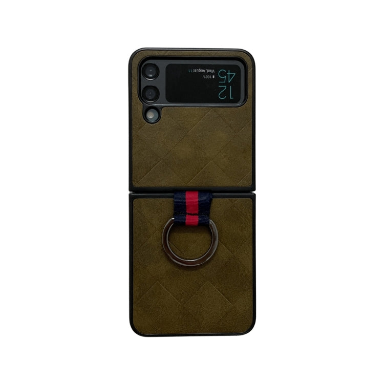 Cassa del telefono dell'unità di elaborazione del plaid del tessuto con l'anello, For Samsung Galaxy Z Flip4