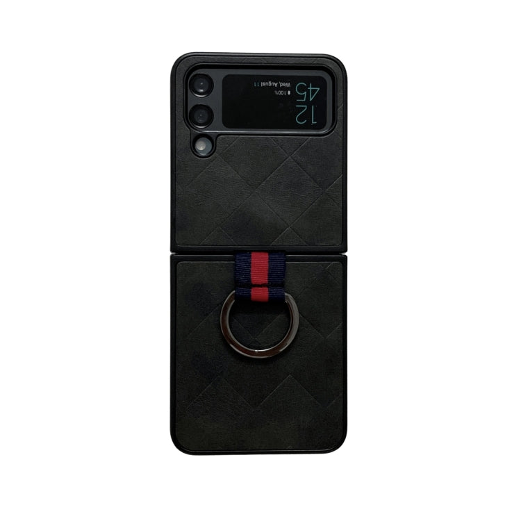Cassa del telefono dell'unità di elaborazione del plaid del tessuto con l'anello, For Samsung Galaxy Z Flip4