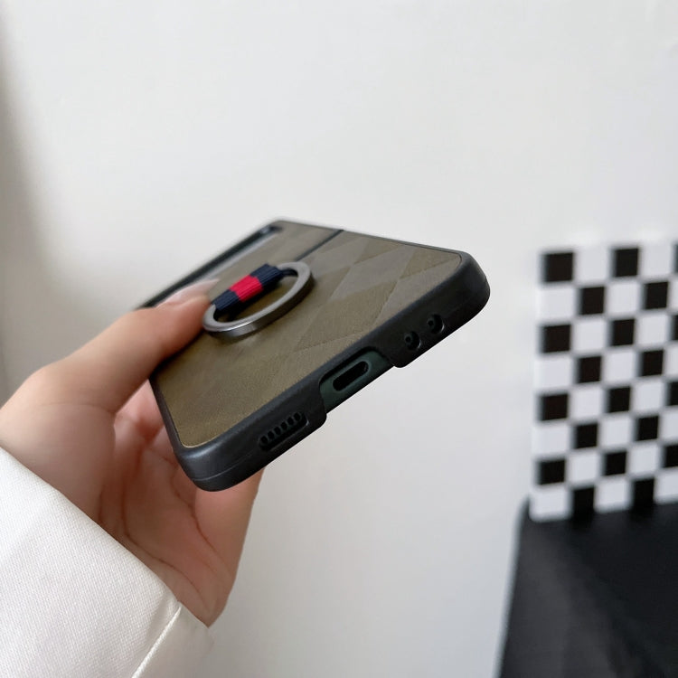 Cassa del telefono dell'unità di elaborazione del plaid del tessuto con l'anello, For Samsung Galaxy Z Flip4