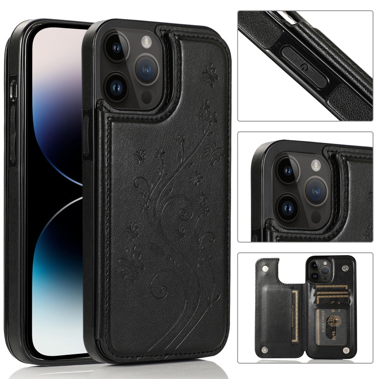 Custodia a doppia fibbia con fiori di farfalle, For iPhone 14 Pro Max, For iPhone 14 Pro