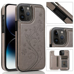 Custodia a doppia fibbia con fiori di farfalle, For iPhone 14 Pro Max, For iPhone 14 Pro