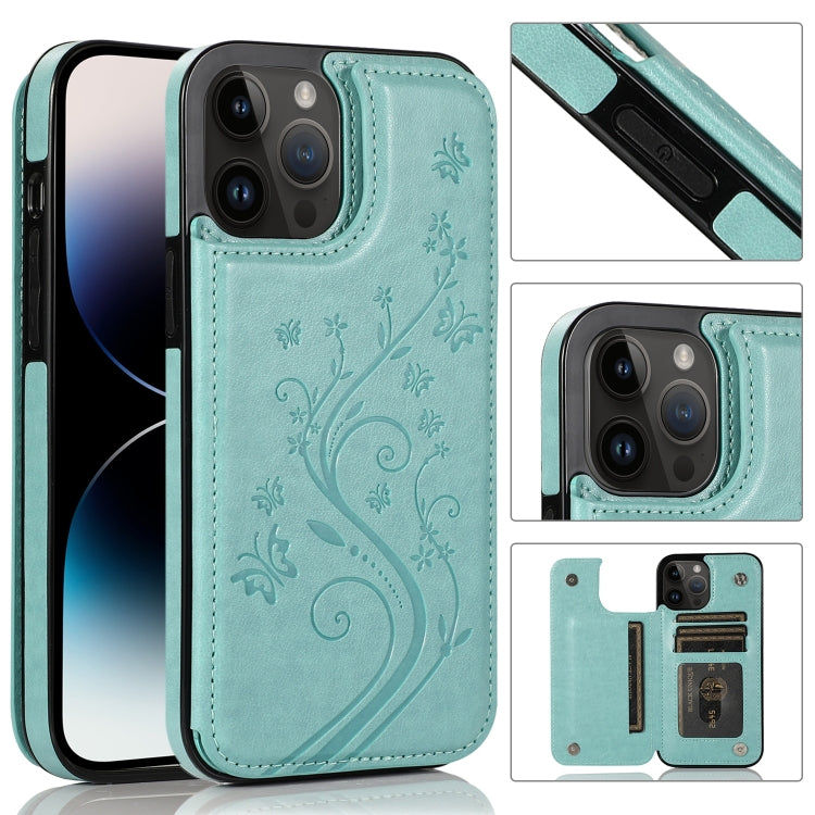 Custodia a doppia fibbia con fiori di farfalle, For iPhone 14 Pro Max, For iPhone 14 Pro