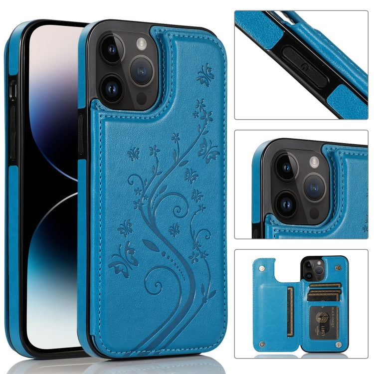 Custodia a doppia fibbia con fiori di farfalle, For iPhone 14 Pro Max, For iPhone 14 Pro