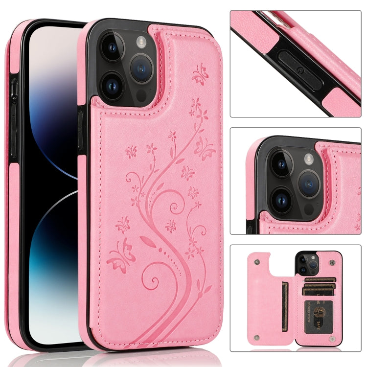 Custodia a doppia fibbia con fiori di farfalle, For iPhone 14 Pro Max, For iPhone 14 Pro
