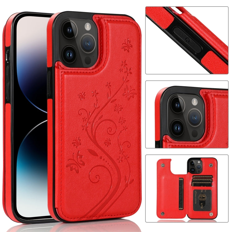 Custodia a doppia fibbia con fiori di farfalle, For iPhone 14 Pro Max, For iPhone 14 Pro
