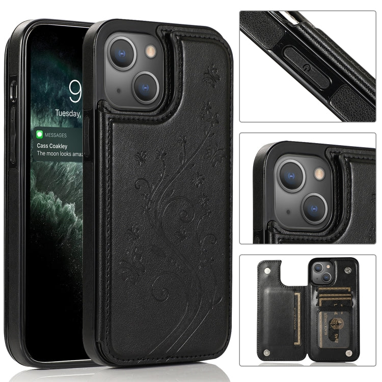 Custodia a doppia fibbia con fiori di farfalle, For iPhone 14, For iPhone 14 Plus