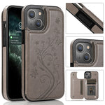 Custodia a doppia fibbia con fiori di farfalle, For iPhone 14, For iPhone 14 Plus