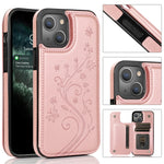 Custodia a doppia fibbia con fiori di farfalle, For iPhone 14, For iPhone 14 Plus