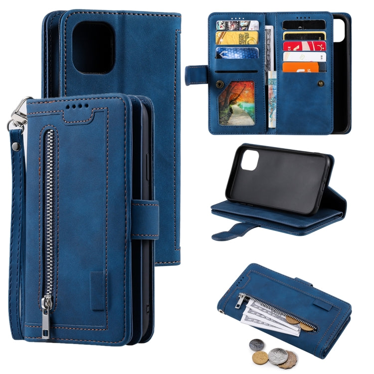Custodia in pelle con cerniera per 9 slot per schede, For iPhone 14 Pro Max, For iPhone 14 Pro, For iPhone 14, For iPhone 14 Plus