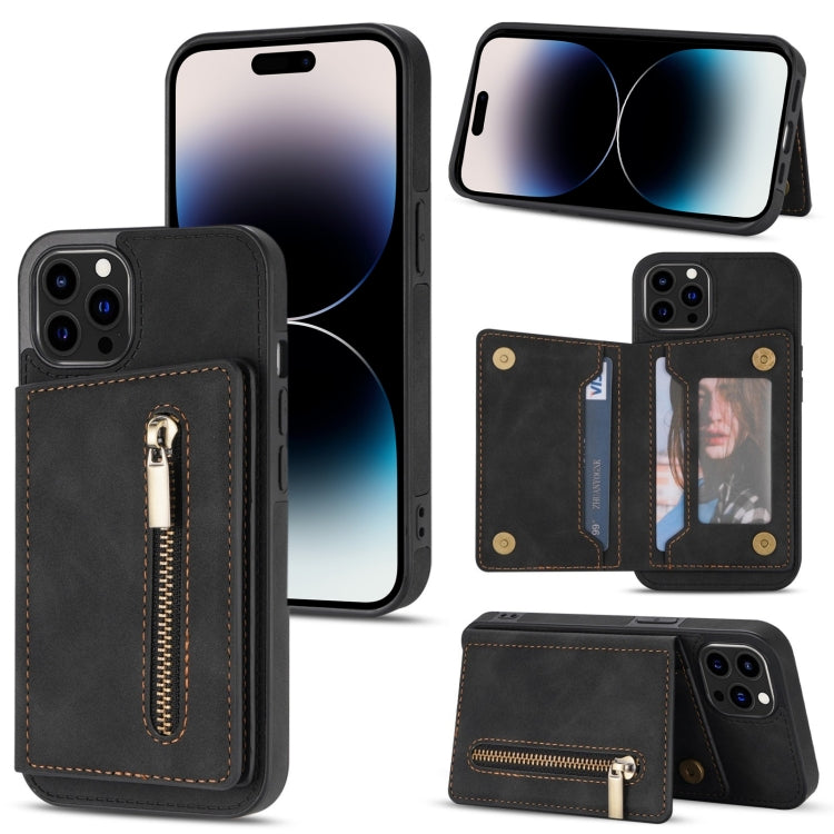 Custodia per telefono con porta carte di credito con cerniera, For iPhone 14 Pro Max, For iPhone 14 Pro, For iPhone 14, For iPhone 14 Plus