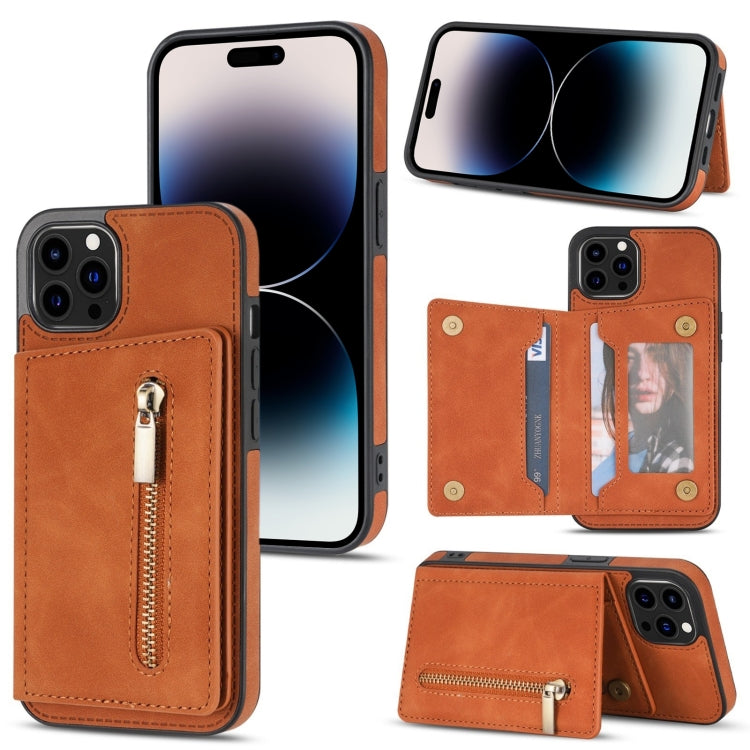 Custodia per telefono con porta carte di credito con cerniera, For iPhone 14 Pro Max, For iPhone 14 Pro, For iPhone 14, For iPhone 14 Plus