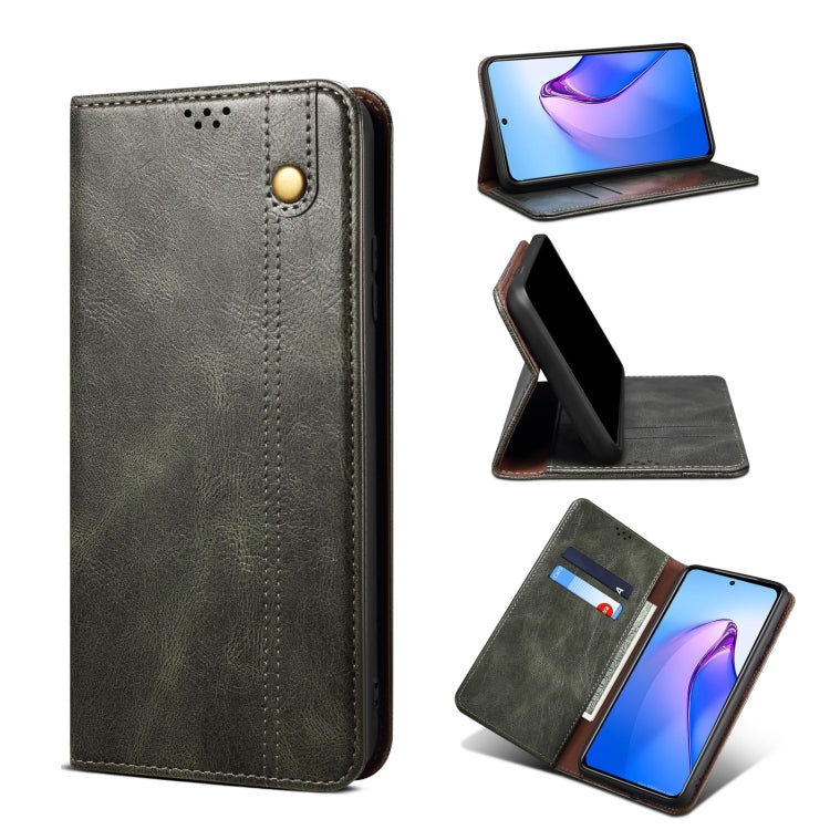 Custodia per telefono in pelle con texture Crazy Horse cerata semplice, For OPPO Reno8 Pro+, For OPPO Reno8 Pro, For OPPO Reno8