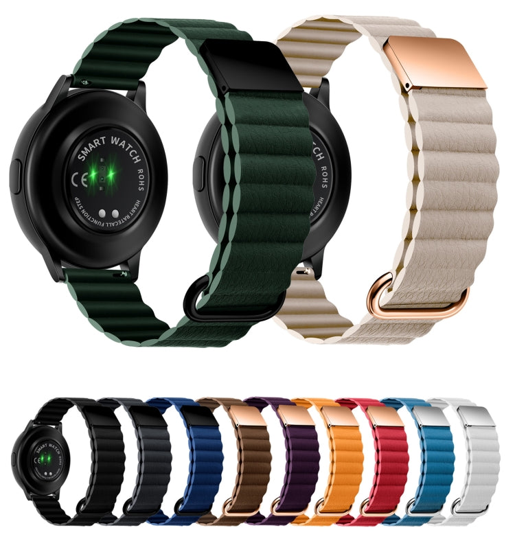 Cinturino in pelle con fibbia magnetica, 20mm For Samsung Galaxy Watch3 41mm, 20mm For Samsung Galaxy Watch3 45mm