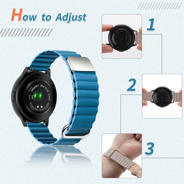 Cinturino in pelle con fibbia magnetica, 20mm For Samsung Galaxy Watch3 41mm, 20mm For Samsung Galaxy Watch3 45mm
