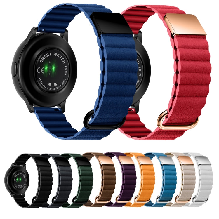 Cinturino in pelle con fibbia magnetica, 22mm For Samsung Galaxy Watch3 41mm, 22mm For Samsung Galaxy Watch3 45mm