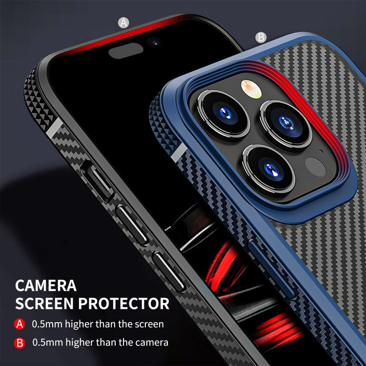 Custodia protettiva per telefono iPAKY in fibra di carbonio antiurto per PC + TPU, For iPhone 14 Pro Max, For iPhone 14 Pro, For iPhone 14 Plus, For iPhone 14
