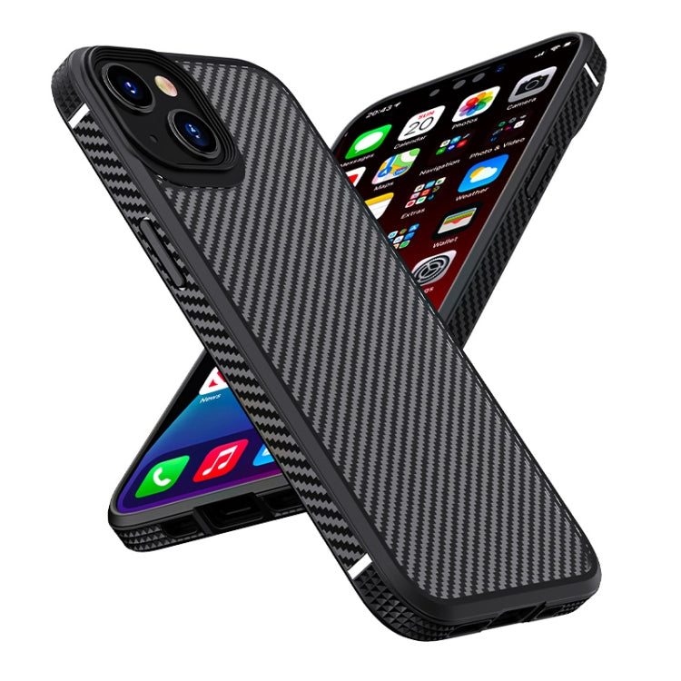 Custodia protettiva per telefono iPAKY in fibra di carbonio antiurto per PC + TPU, For iPhone 14 Pro Max, For iPhone 14 Pro, For iPhone 14 Plus, For iPhone 14