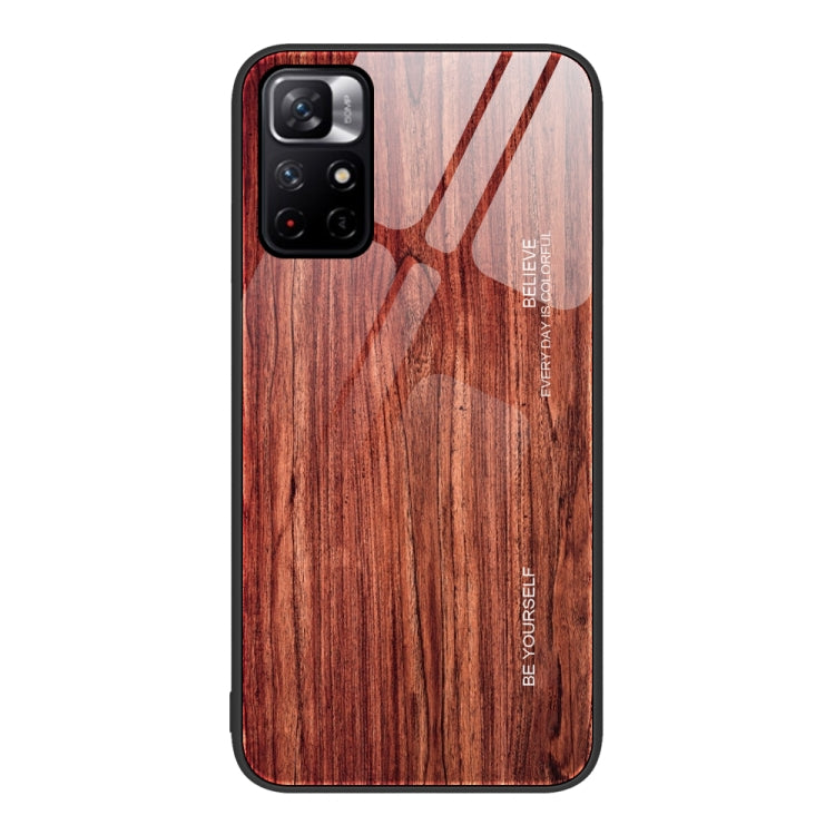 Custodia protettiva in vetro con venature del legno, For Xiaomi Redmi Note 10 Pro 4G, For Xiaomi Redmi Note 11 5G/Poco M4 Pro, For Xiaomi Redmi Note 11E, For Xiaomi Redmi Note 11T Pro