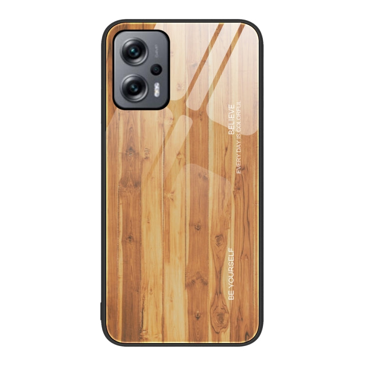 Custodia protettiva in vetro con venature del legno, For Xiaomi Redmi Note 10 Pro 4G, For Xiaomi Redmi Note 11 5G/Poco M4 Pro, For Xiaomi Redmi Note 11E, For Xiaomi Redmi Note 11T Pro