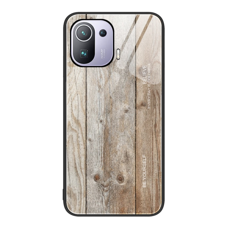 Custodia protettiva in vetro con venature del legno, For Xiaomi Mi 11 Pro, For Xiaomi Poco X4 Pro 5G, For Xiaomi Poco M4 Pro 4G, For Xiaomi Mi 11 Ultra