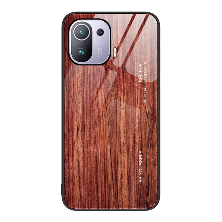 Custodia protettiva in vetro con venature del legno, For Xiaomi Mi 11 Pro, For Xiaomi Poco X4 Pro 5G, For Xiaomi Poco M4 Pro 4G, For Xiaomi Mi 11 Ultra