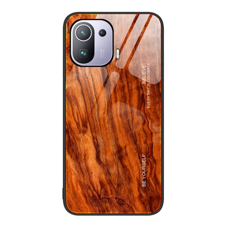 Custodia protettiva in vetro con venature del legno, For Xiaomi Mi 11 Pro, For Xiaomi Poco X4 Pro 5G, For Xiaomi Poco M4 Pro 4G, For Xiaomi Mi 11 Ultra