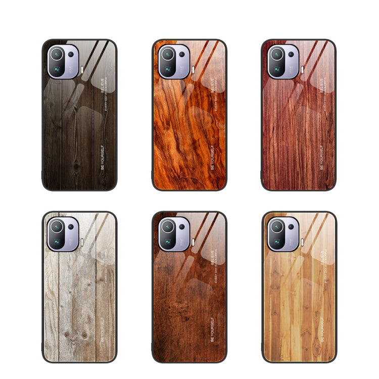 Custodia protettiva in vetro con venature del legno, For Xiaomi Mi 11 Pro, For Xiaomi Poco X4 Pro 5G, For Xiaomi Poco M4 Pro 4G, For Xiaomi Mi 11 Ultra