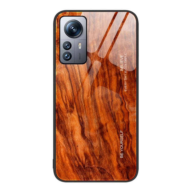 Custodia protettiva in vetro con venature del legno, For Xiaomi 12 Pro