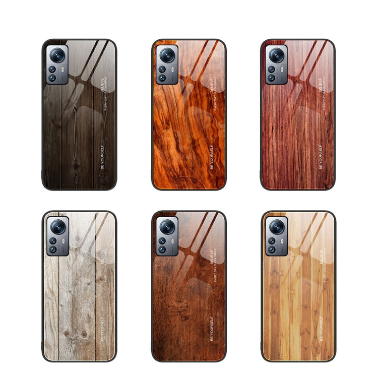 Custodia protettiva in vetro con venature del legno, For Xiaomi 12 Pro