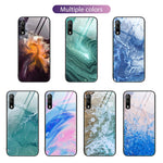Custodia protettiva per telefono in vetro con motivo in marmo, For Honor 9X, For Honor 10, For Honor 20 Pro