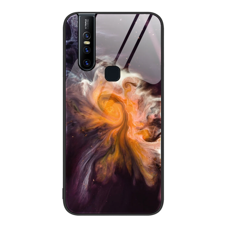 Custodia protettiva per telefono in vetro con motivo in marmo, For OnePlus Nord N100, For vivo V15, For vivo V21